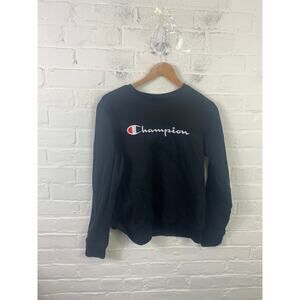 Champion Women's Crewneck Pullover Sweatshirts Long Sleeve Black Size XL